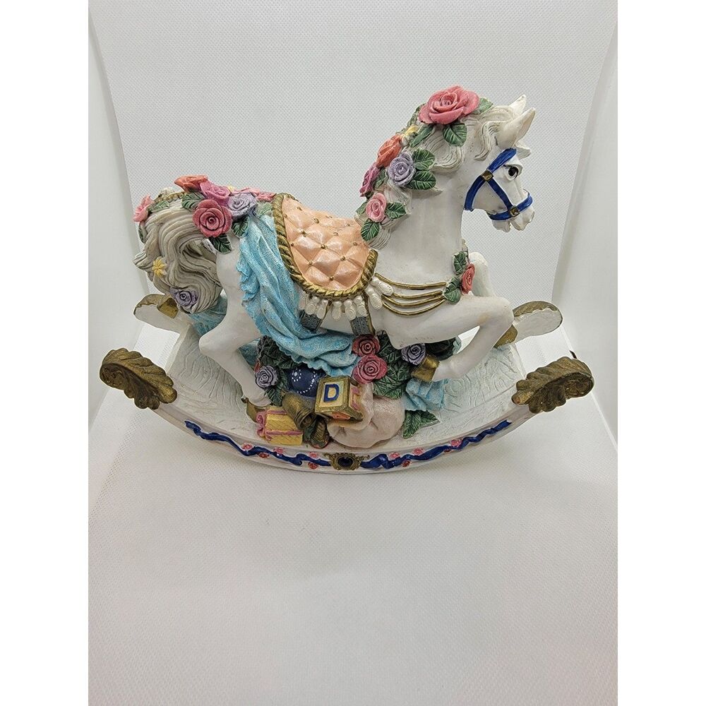 Vintage Beautiful Ceramic Rocking Horse music box